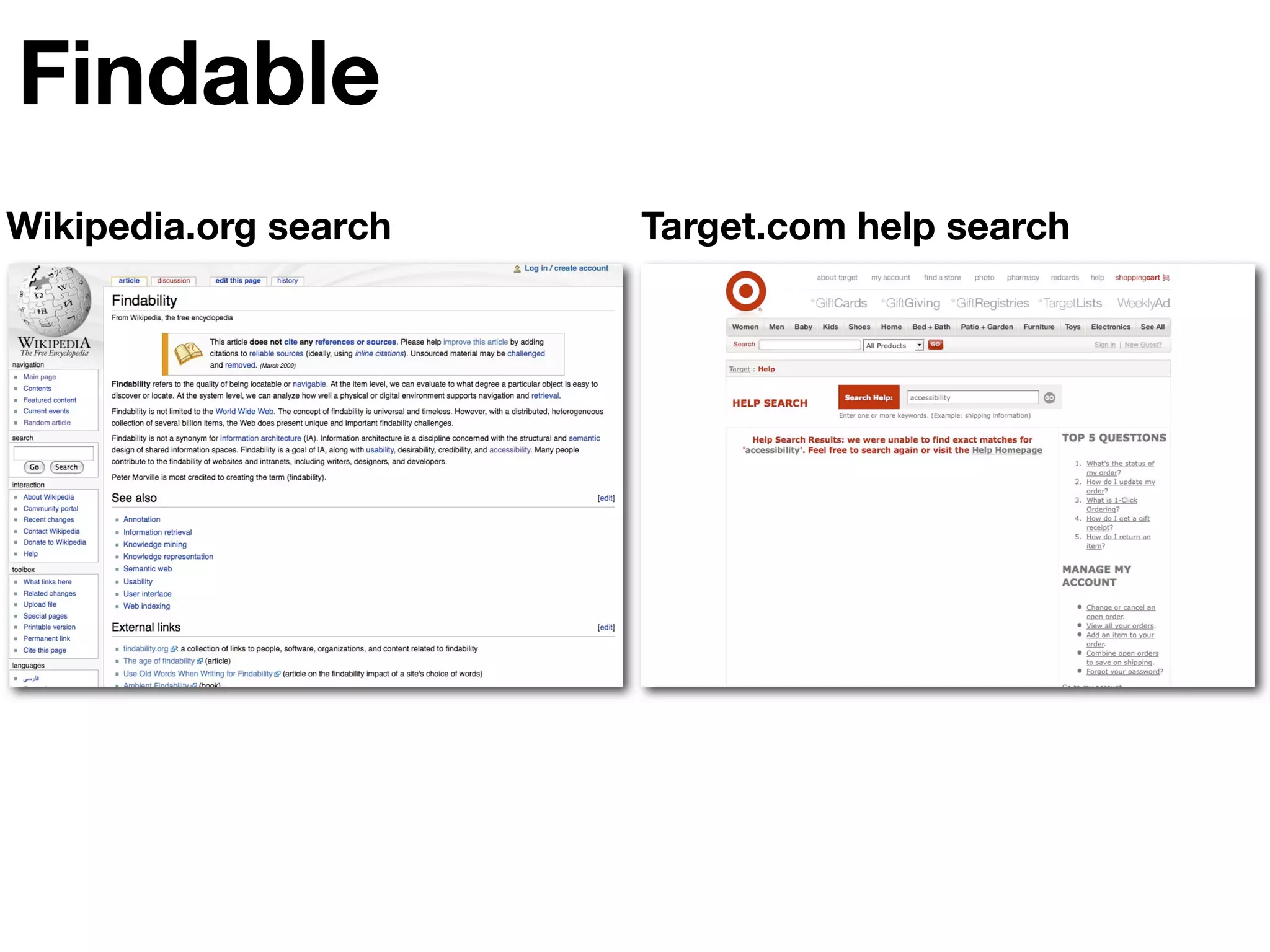 Findable
Wikipedia.org search   Target.com help search
 