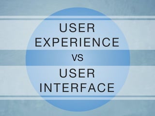 USER
EXPERIENCE
VS
USER
INTERFACE
 