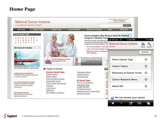 Home Page




    © COPYRIGHT 2012 SAPIENT CORPORATION   19
 