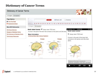 Dictionary of Cancer Terms




     © COPYRIGHT 2012 SAPIENT CORPORATION   25
 