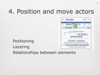2. Pick ‘lead actors’Forms, widgetsContent, dataGrids, lists12