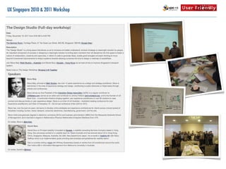 UX Singapore 2010 & 2011 Workshop
 