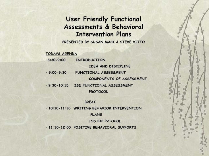 sample behavior intervention plan