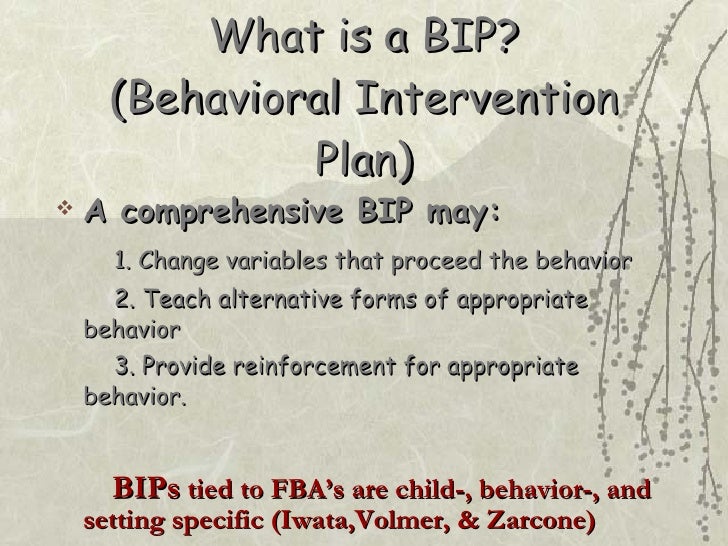 sample behavior intervention plan