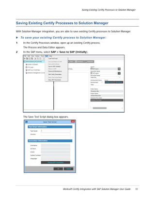 User guide worksoft-certify_integration_with_sap_solution_manager | PDF