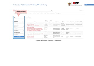 17Panduan User Pejabat Pembuat Komitmen/PPK e-Purchasing
Gambar 14. Halaman Komoditas – Daftar Paket
Pencarian Paket
 