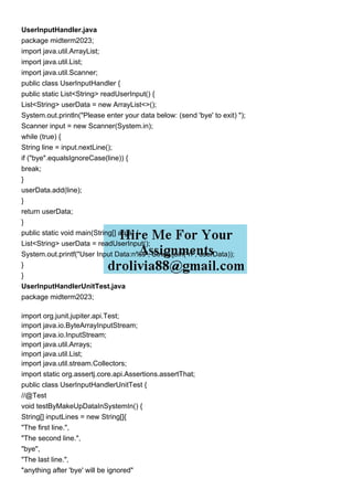 UserInputHandlerjava package midterm2023 import javautil.pdf image.