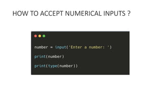 PART 8 - Python Tutorial | User Input In Python With Examples | PPT