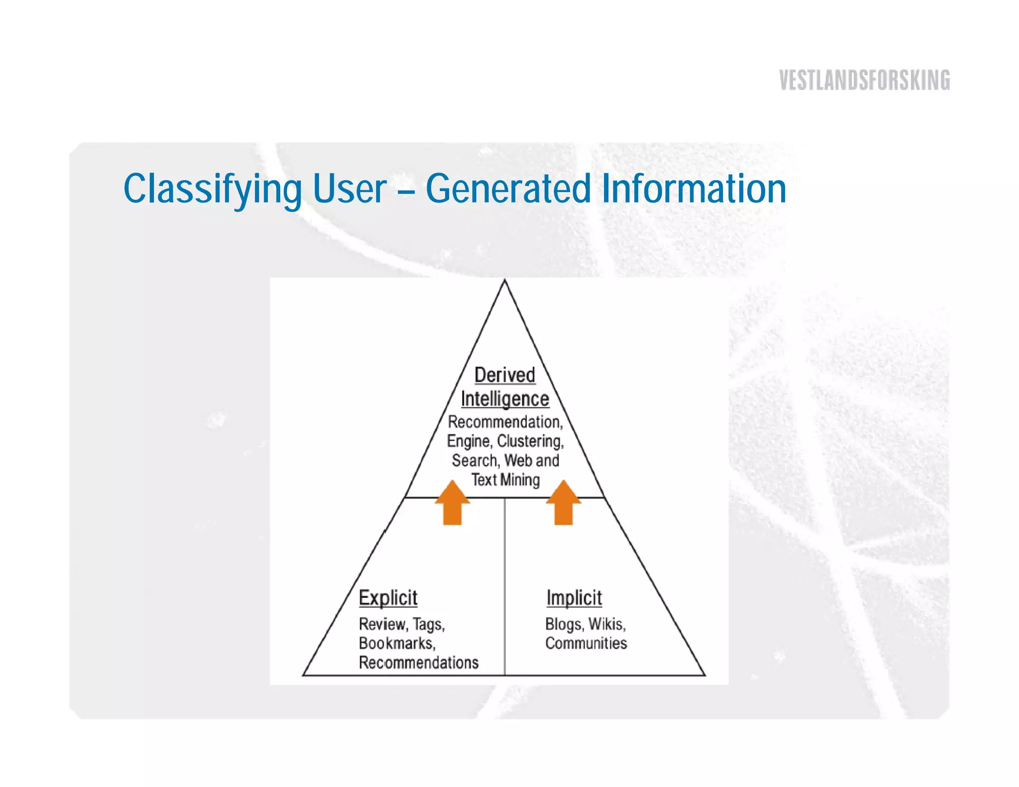 Classifying User – Generated Information
 