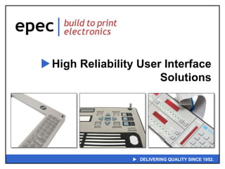  DELIVERING QUALITY SINCE 1952.
High Reliability User Interface
Solutions
 