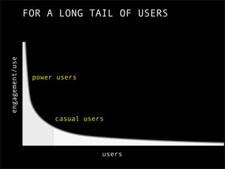 engagement/use   FOR A LONG TAIL OF USERS




                  power users




                       casual users




  ...