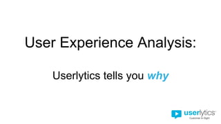 User Experience Analysis:
Userlytics tells you why
 
