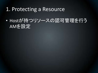 1. Protecting a Resource
• Hostが持つリソースの認可管理を行う
  AMを設定
 