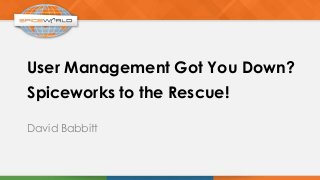 User Management Got You Down?
David Babbitt
Spiceworks to the Rescue!
 