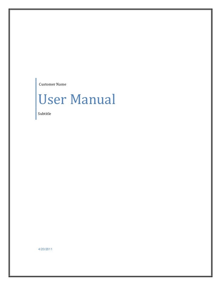 User Manual Template User Manual Template