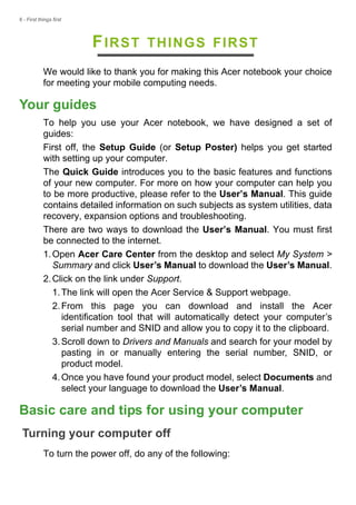 User manual acer notebook | PDF