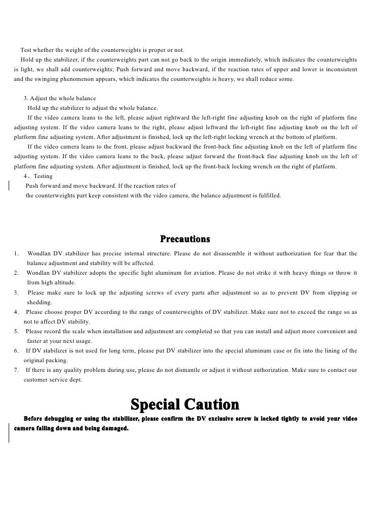 Wondlan DV Stabilizer Ares Series（User Manual）