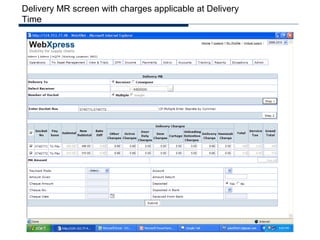 Delivery MR screen with charges applicable at Delivery
Time
 