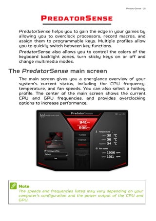 Predatorsense Key Acer Predator GX-792 Manual / User Guide | PDF