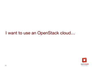 29
I want to use an OpenStack cloud…
 