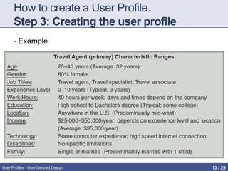 How to create a User Profile.
Step 3: Creating the user profile
• Example
User Profiles - User Centred Design 13 / 31
 