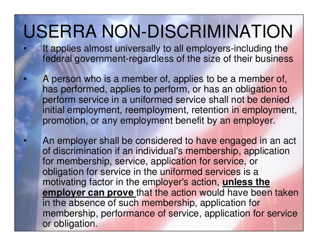 USERRA Uniformed Services Employment and Reemployment Rights Act