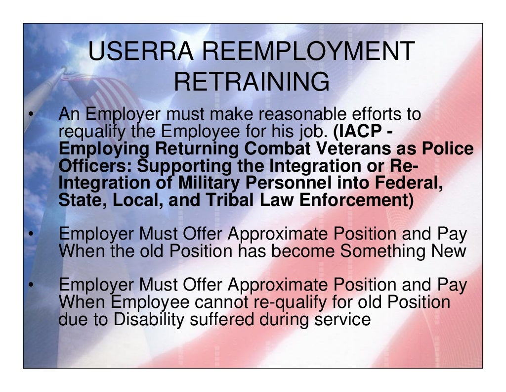 USERRA Uniformed Services Employment and Reemployment Rights Act