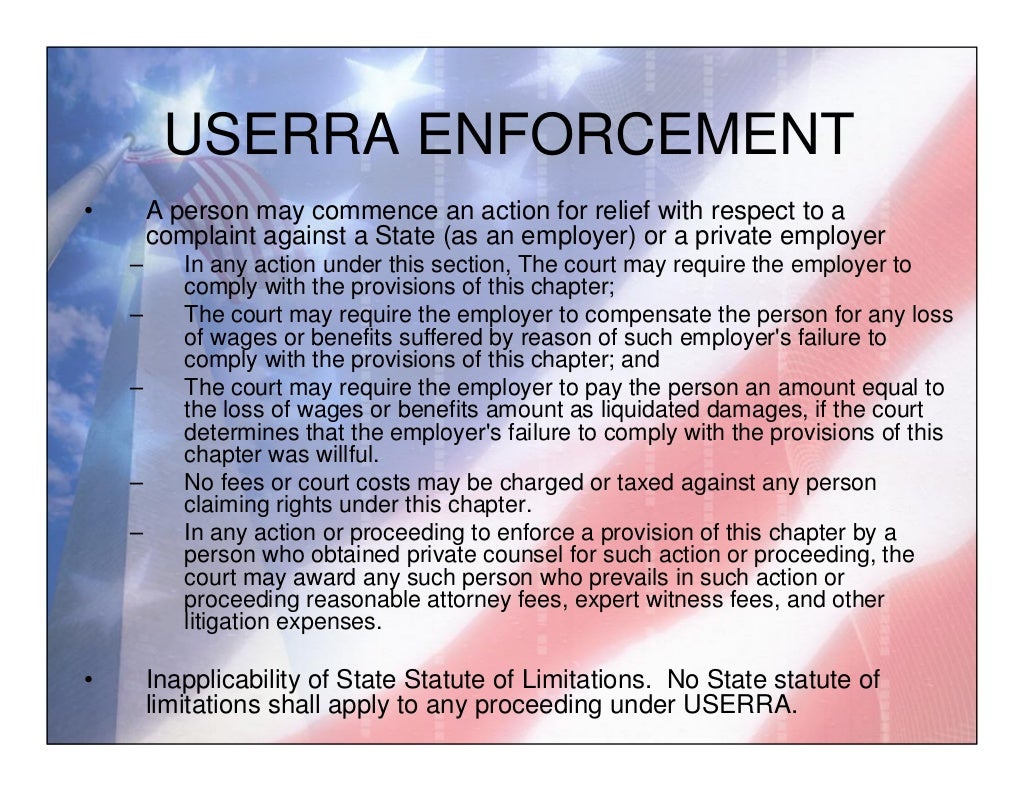 USERRA Uniformed Services Employment and Reemployment Rights Act