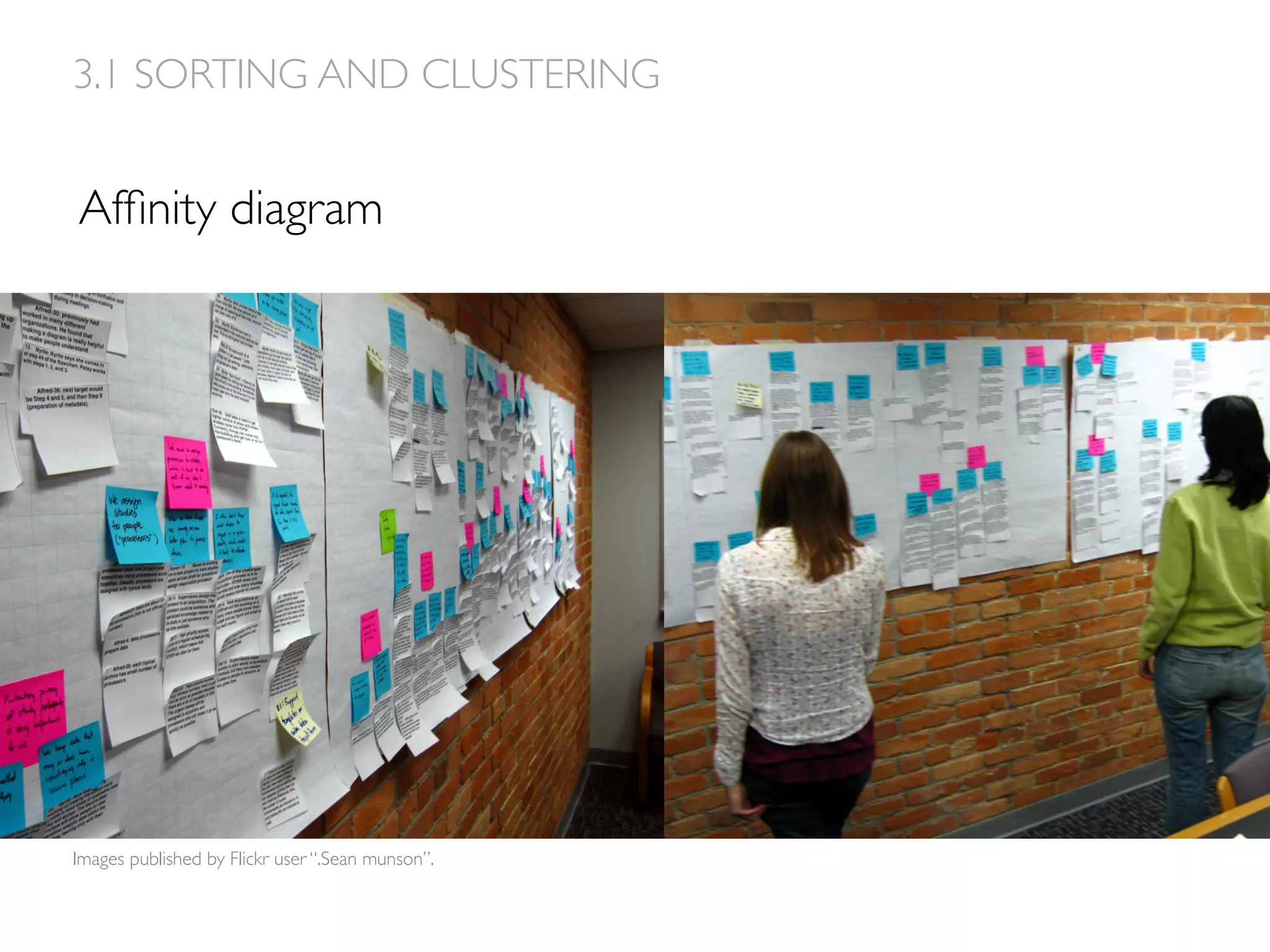 Afﬁnity diagram
Images published by Flickr user “.Sean munson”.
3.1 SORTING AND CLUSTERING
 
