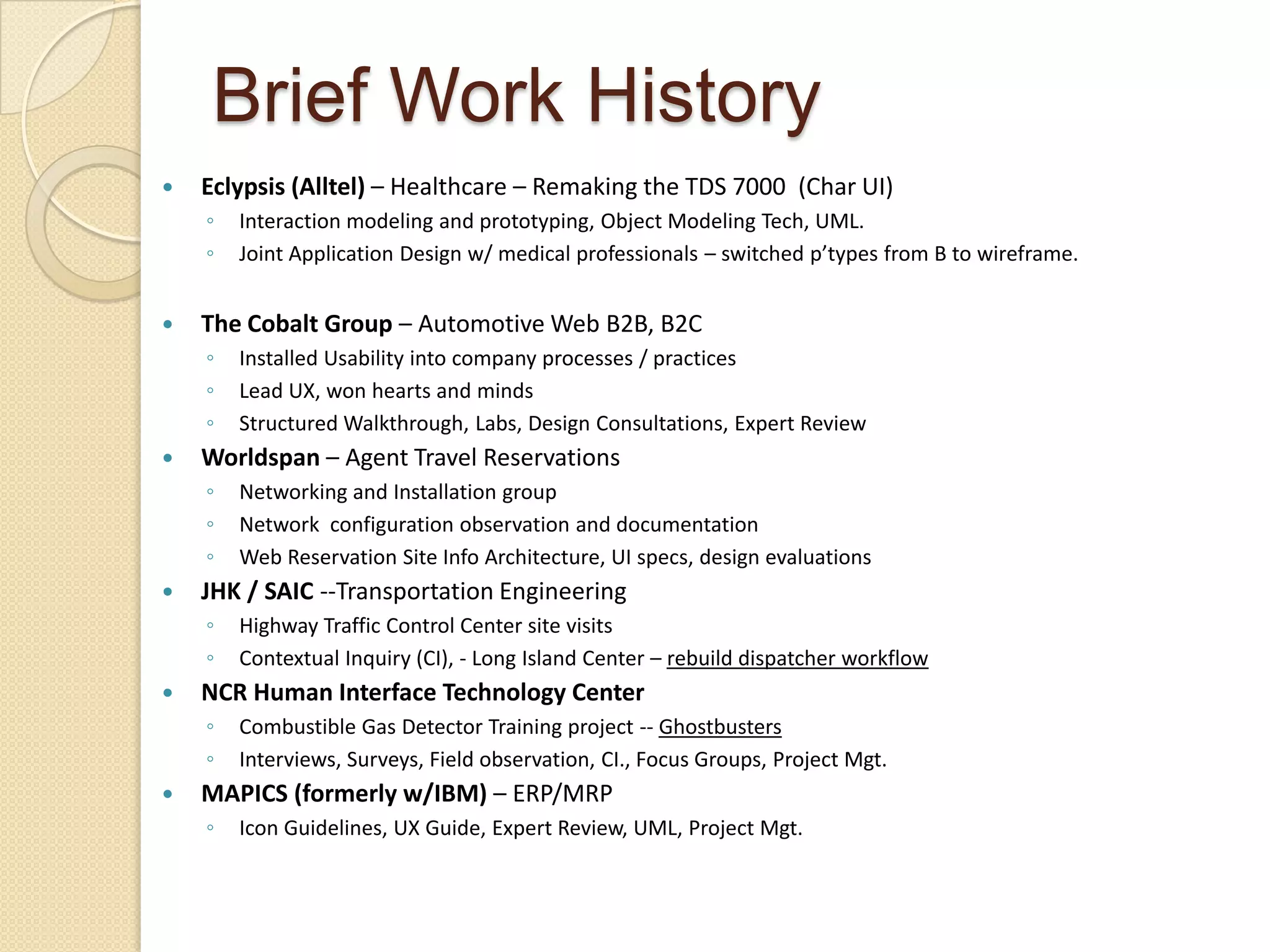  My UX Processes, Practices, and Capabilities