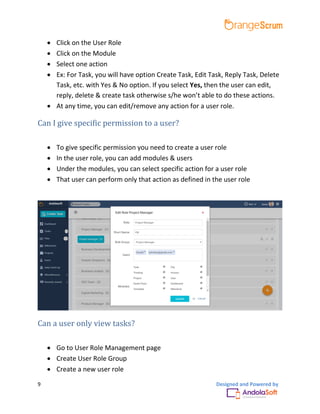 Orangescrum User Role Management Add-on User Manual | PDF