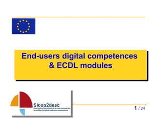 End-users digital competences  & ECDL modules   / 24 