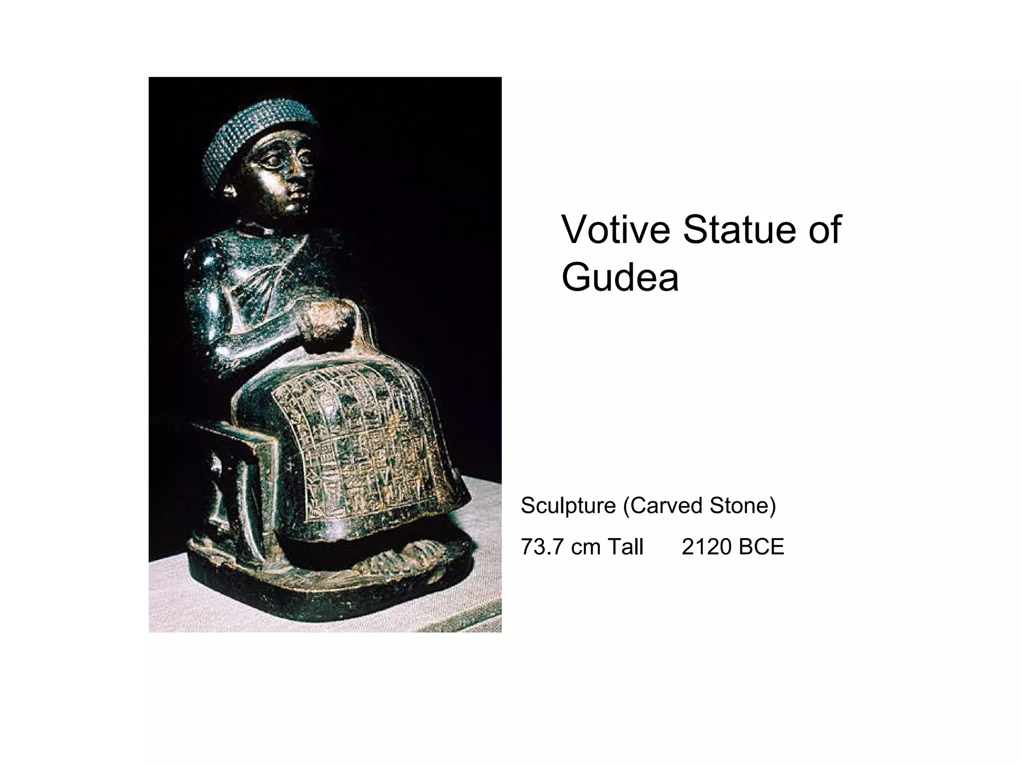 Votive Statue of Gudea Sculpture (Carved Stone)  73.7 cm Tall  2120 BCE 