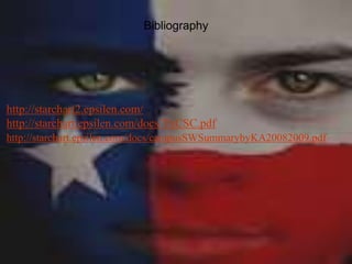 Bibliography
http://starchart2.epsilen.com/
http://starchart.epsilen.com/docs/TxCSC.pdf
http://starchart.epsilen.com/docs/campusSWSummarybyKA20082009.pdf
 