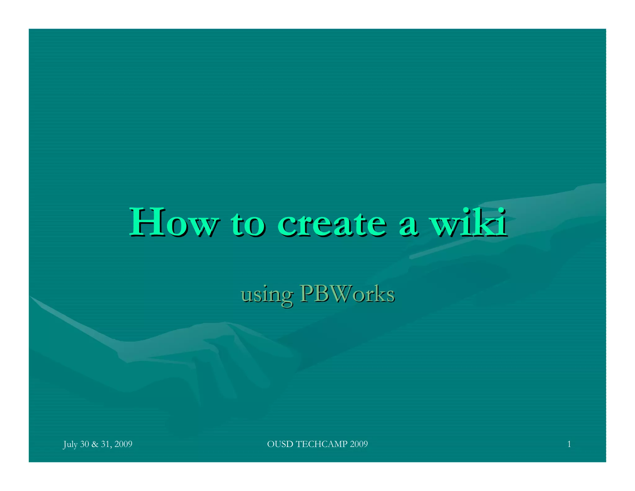 How to create an educational wiki using pbworks | PDF | Internet for ...