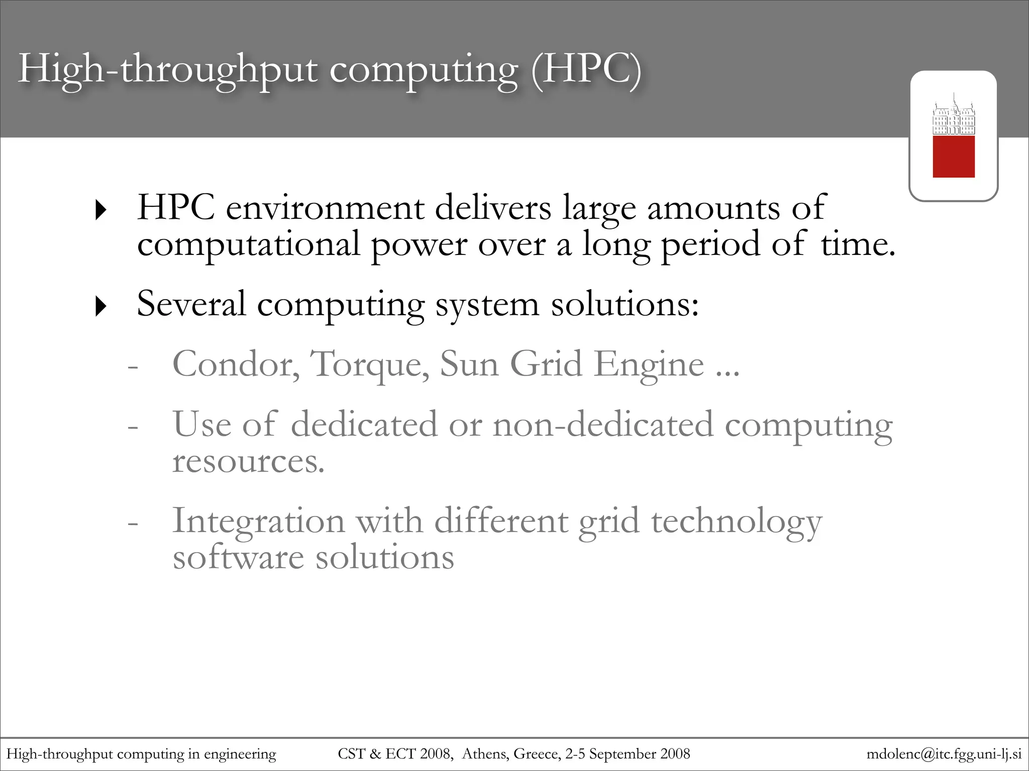 High-throughput computing in engineering