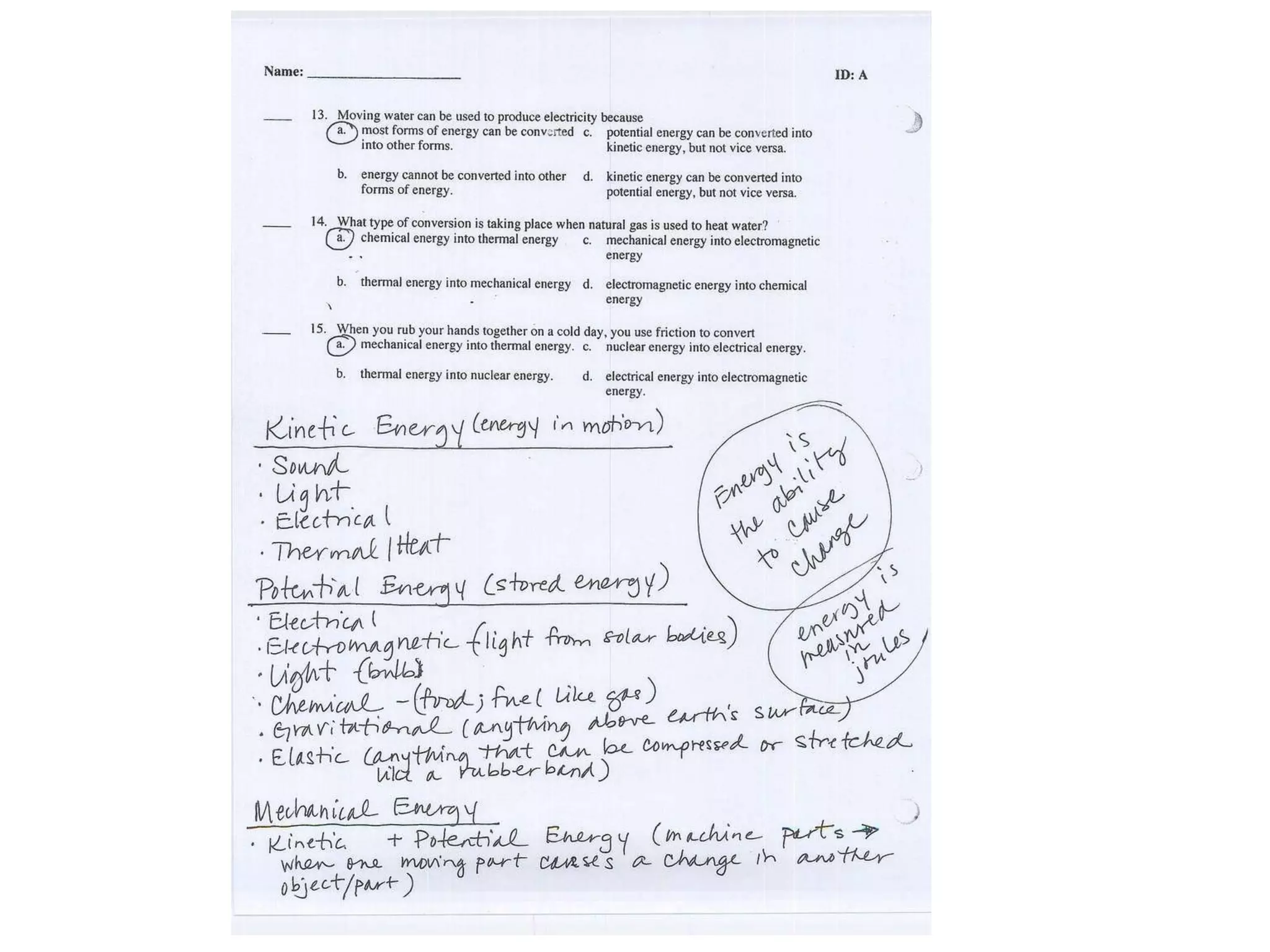 Science Chapter 4 Test Answer Key Ppt