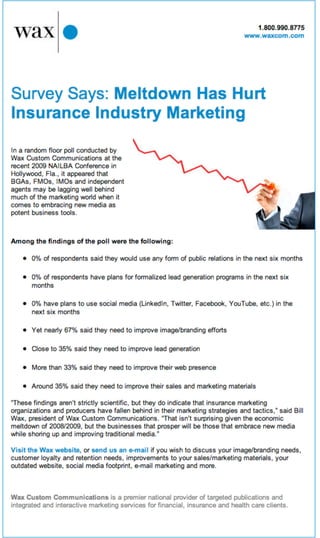 Meltdown Has Hurt Insurance Industry Marketing