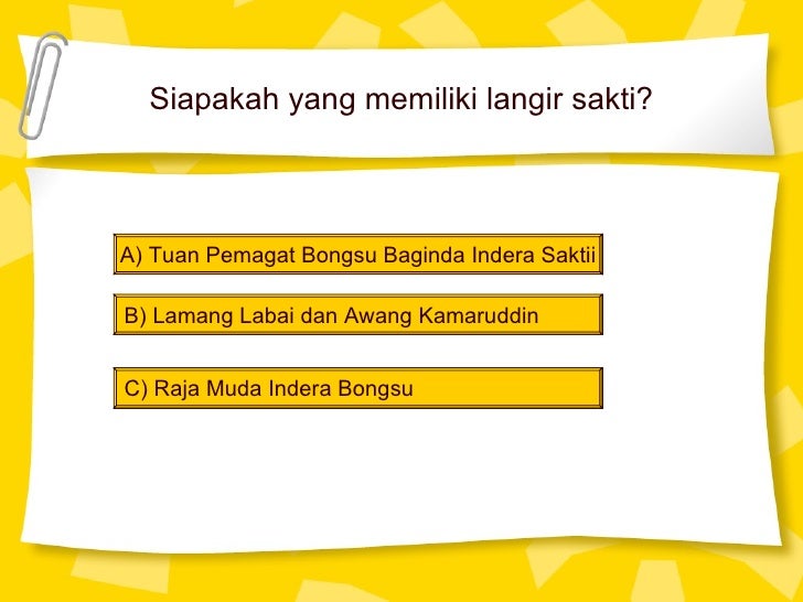 Kuiz Latar Penceritaan Hikayat Awang Kamaruddin