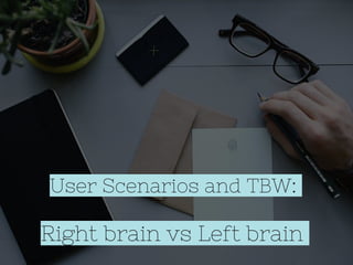 Right brain vs Left brain
User Scenarios and TBW:
 