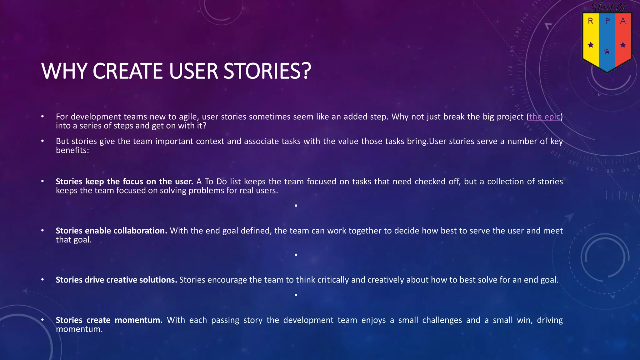 User stories explained
