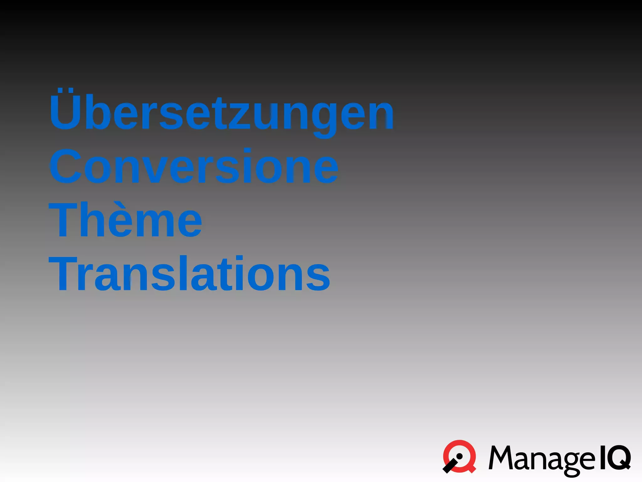 Übersetzungen 
Conversione 
Thème 
Translations 
 