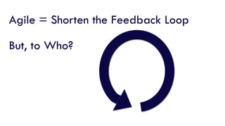 Agile = Shorten the Feedback Loop
But, to Who?
 