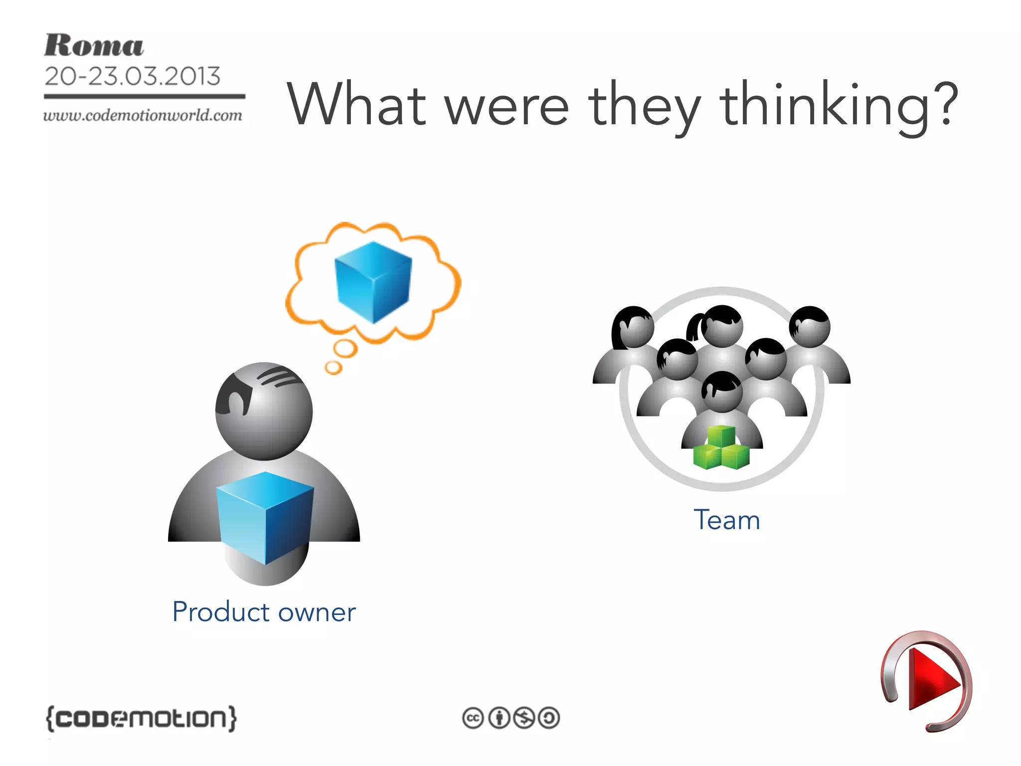 What were they thinking?




                      Team


Product owner
 