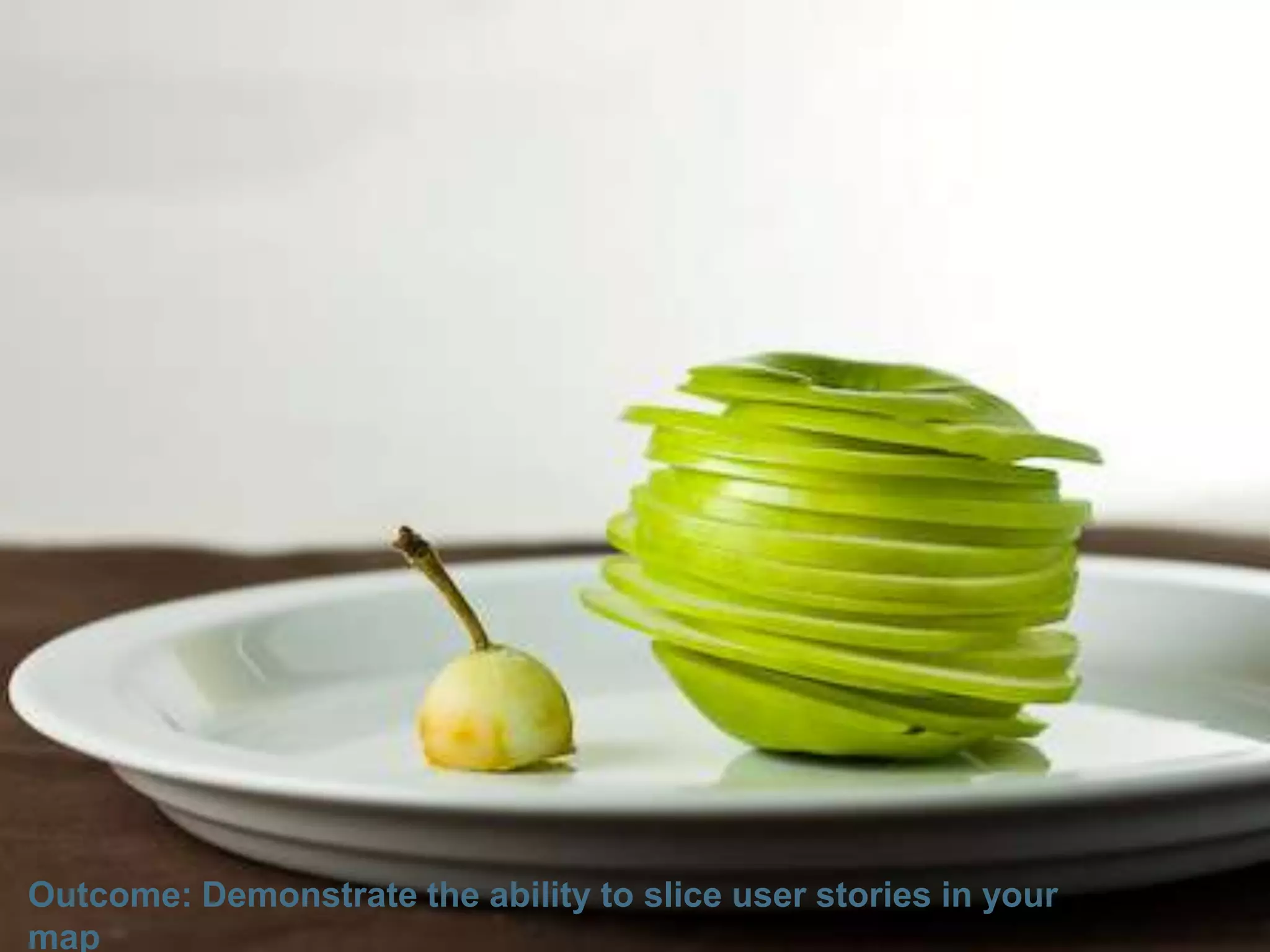 Outcome: Demonstrate the ability to slice user stories in your map