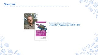 14
Sources
Cet exercice est librement inspiré du livre :
« User Story Mapping » de Jeff PATTON
 