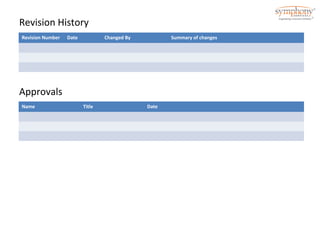 Revision History 
Revision Number Date Changed By Summary of changes 
Approvals 
Name Title Date 
 