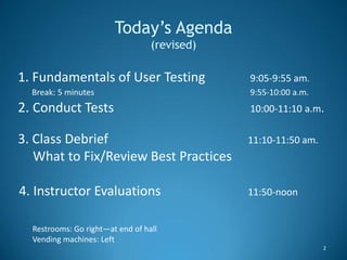 User testing presentation | PDF
