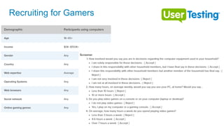 19 of 11
Recruiting for Gamers
 