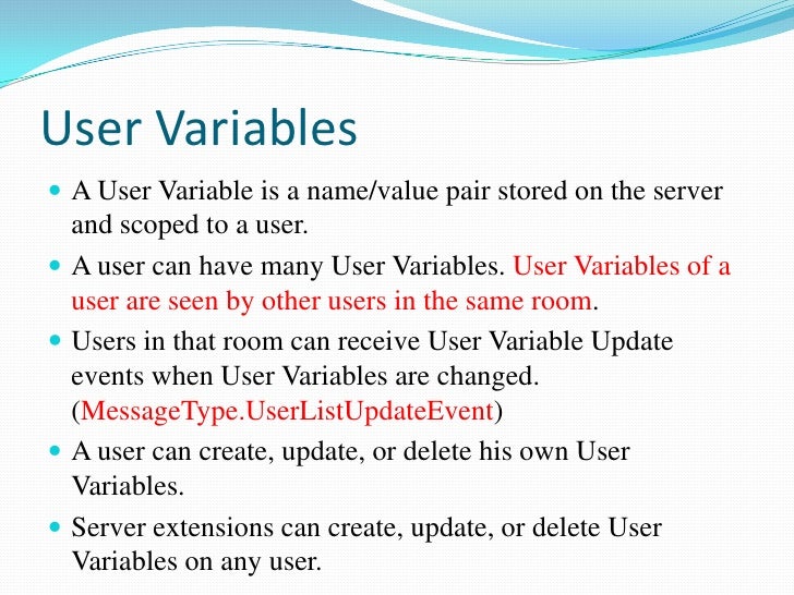 User variable and room variable